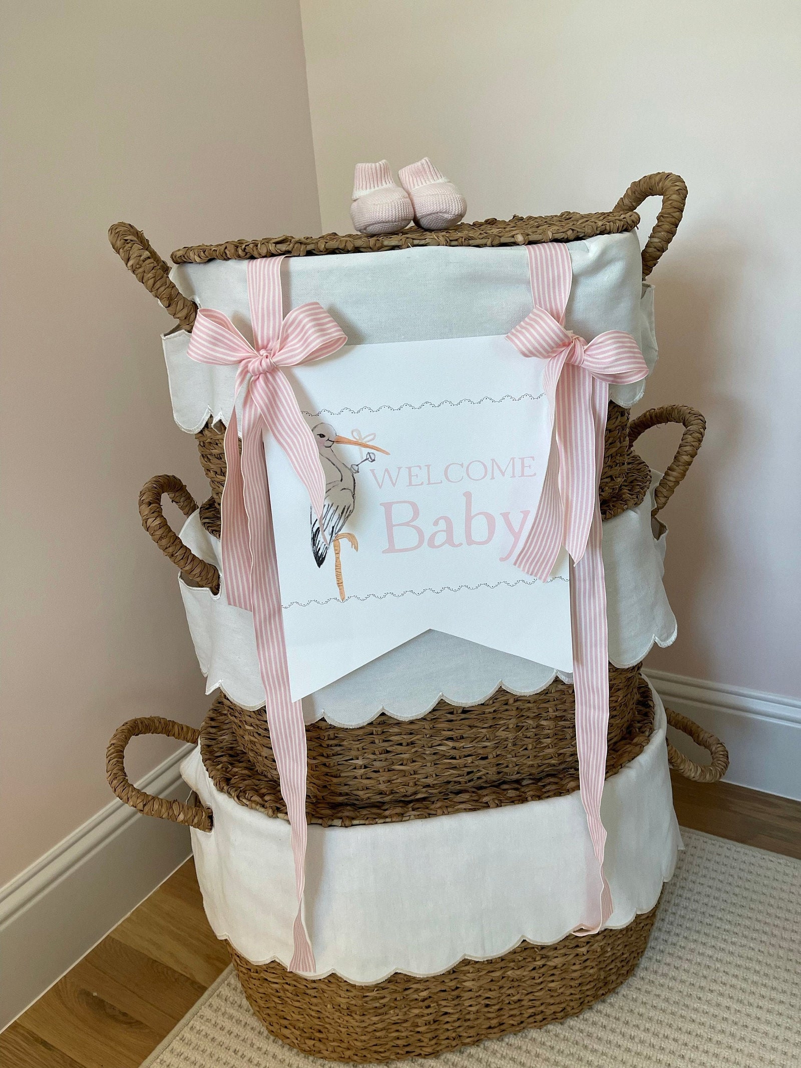 Watercolor Welcome Baby Girl Hanger