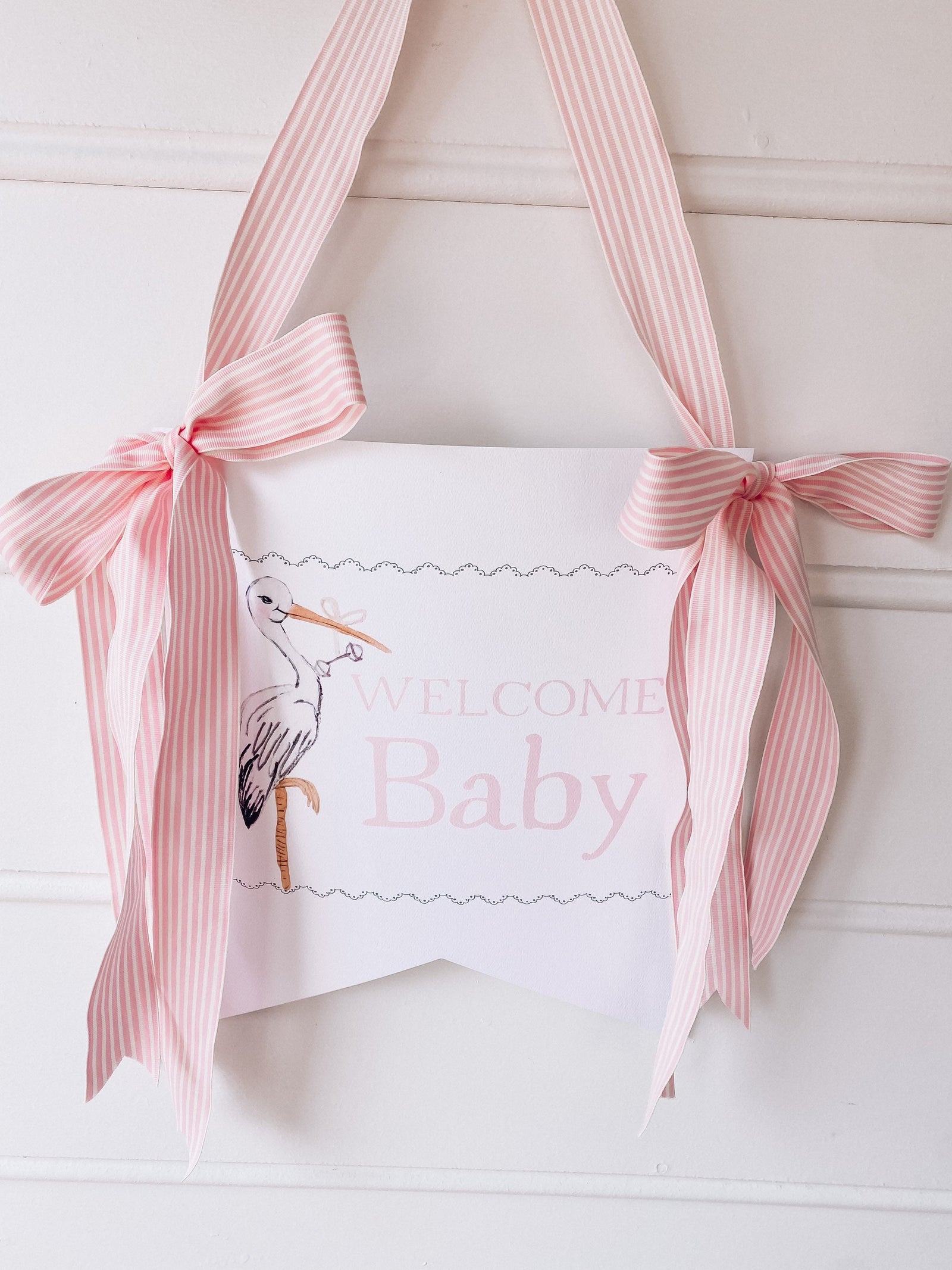 Watercolor Welcome Baby Girl Hanger