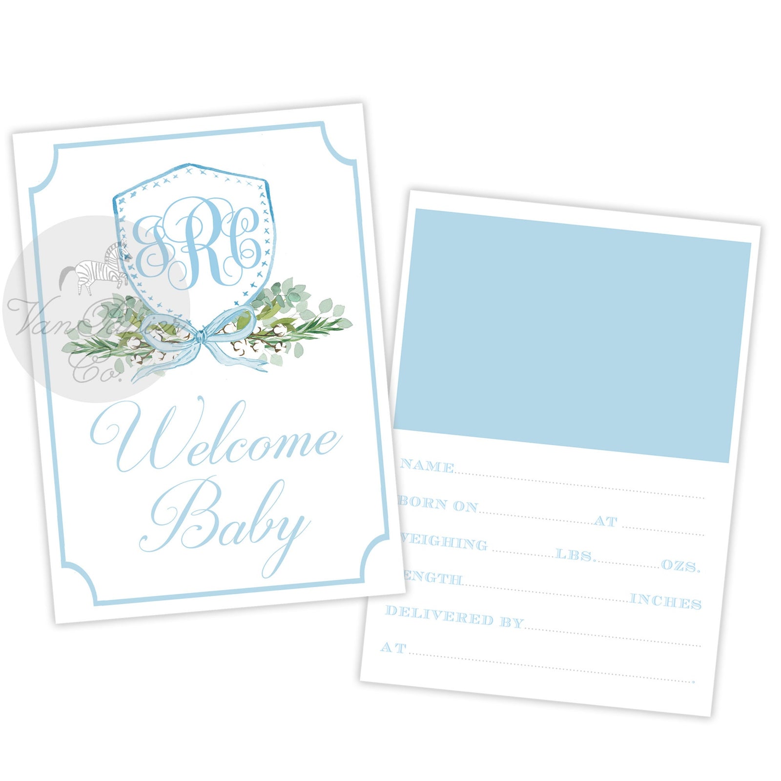 Boys Monogram Crest Milestone Cards