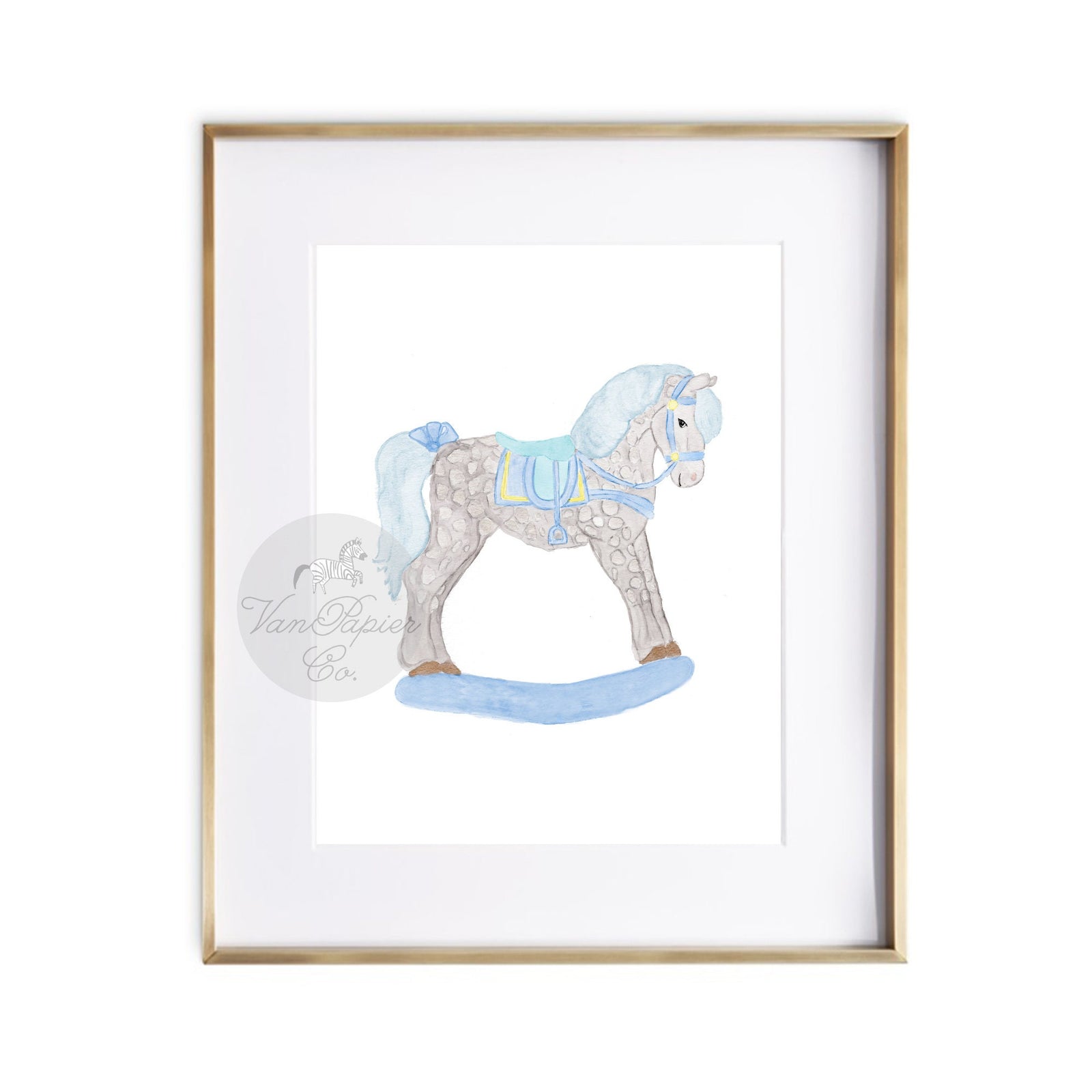 Watercolor Rocking Horse Print