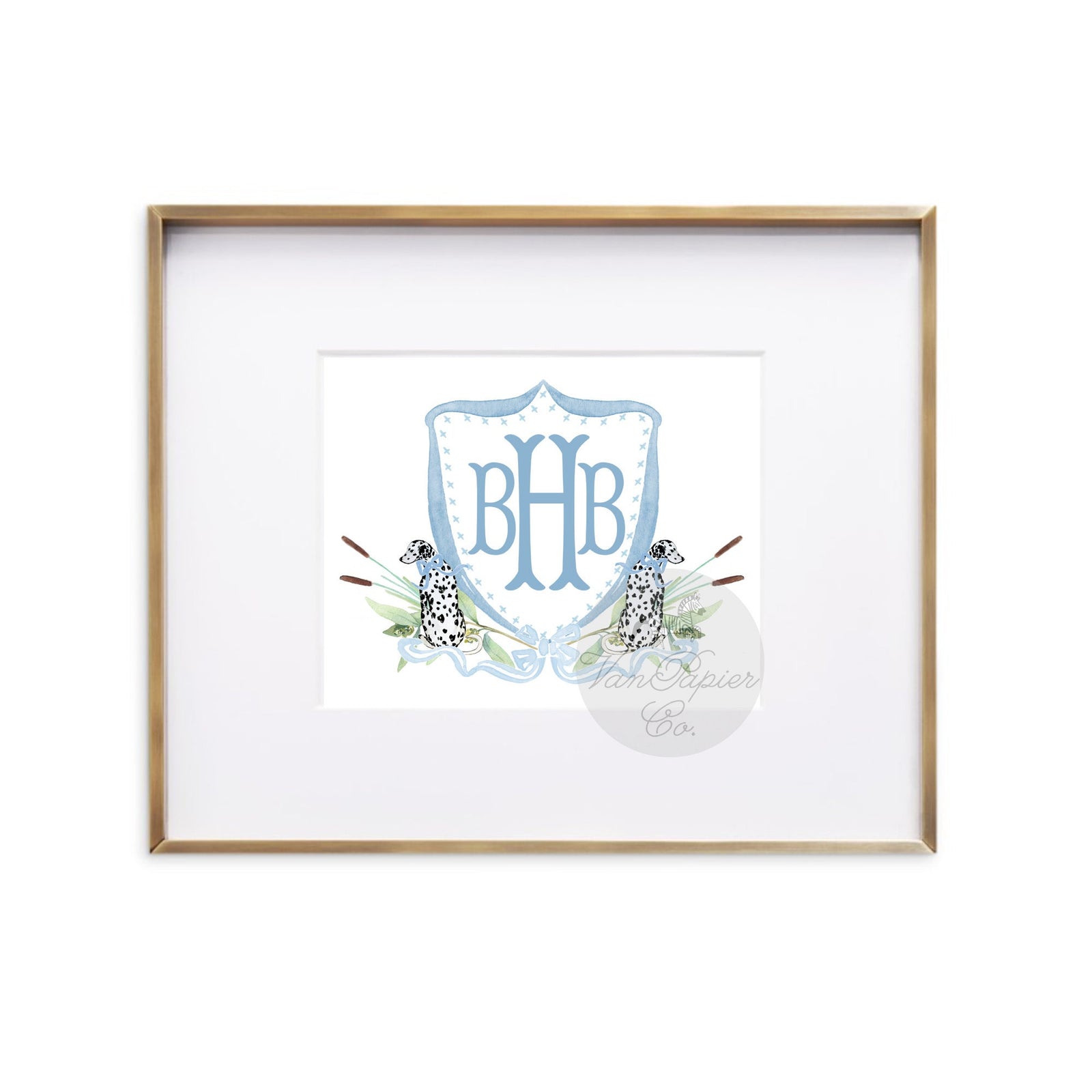 Watercolor Dalmatian Boys Crest Art Print
